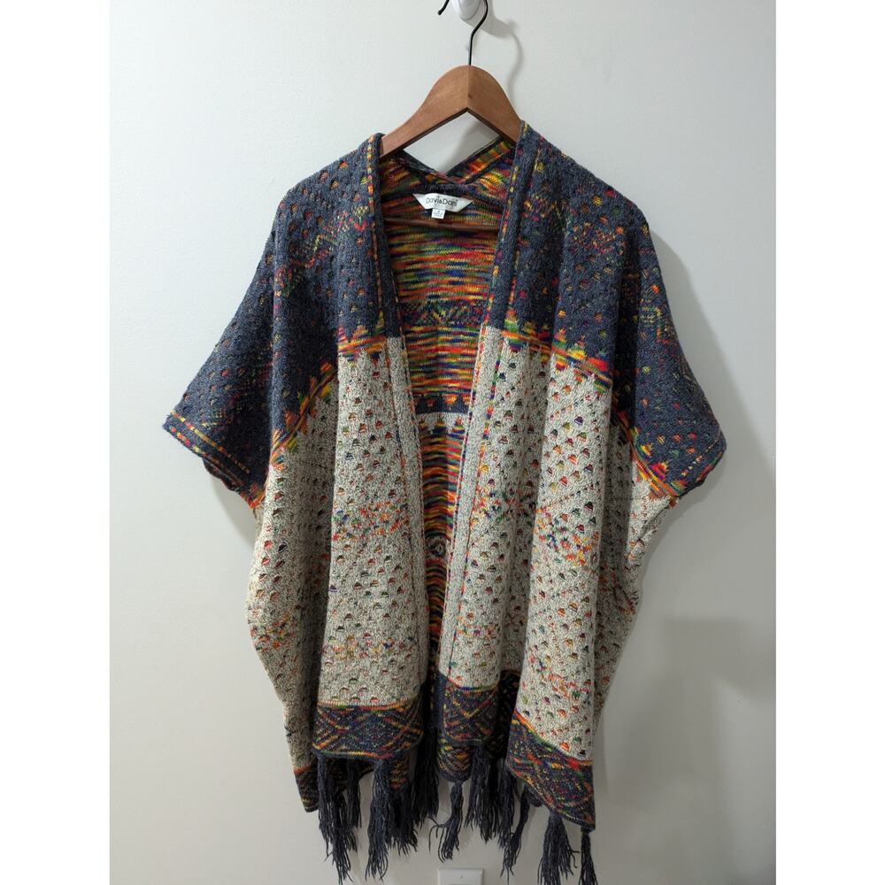 Davi & Dani Colorful Tassel Open Front Sweater
